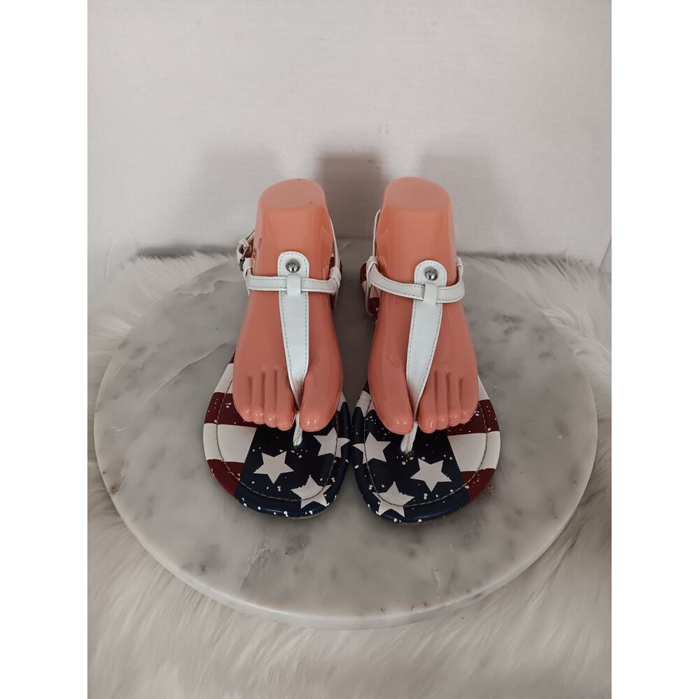 Rampage Women’s Size 9 Pashmina Toe Post Slingback Sandals USA Flag Multicolor